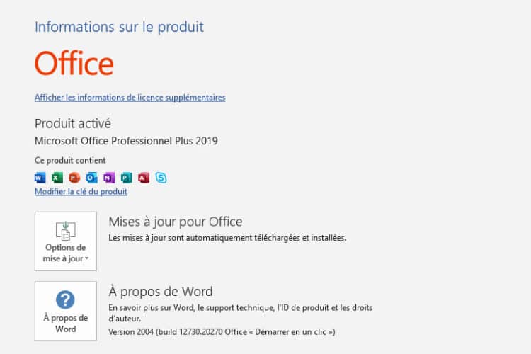 cle microsoft office professional plus 2019